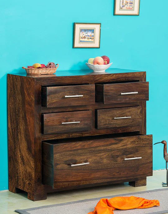 Solid Sheesham Wood Chest Of Drawers For Living Room