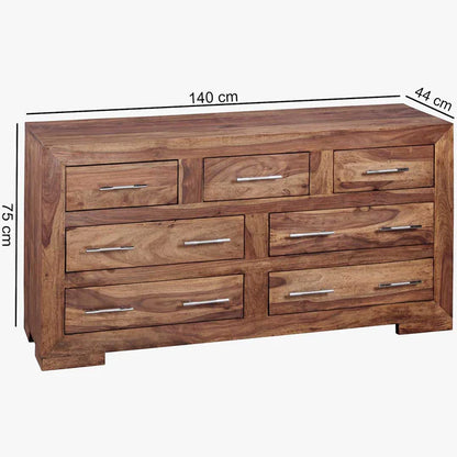 Solid Sheesham Wood Chest of 7 Drawers Multipurpose Storage Cabinet