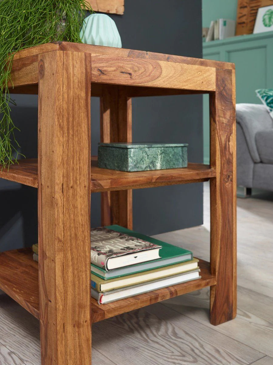 Solid Sheesham Wood Open Bookcase / Bookshelf For Living Room Furniture