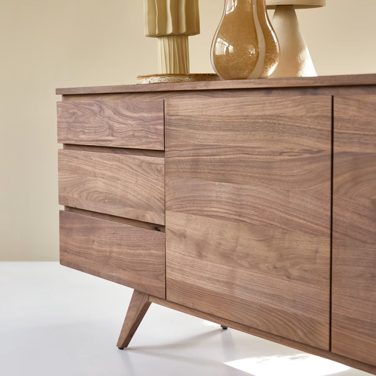 Solid Acacia Wooden Sideboard Cabinet Natural Finish