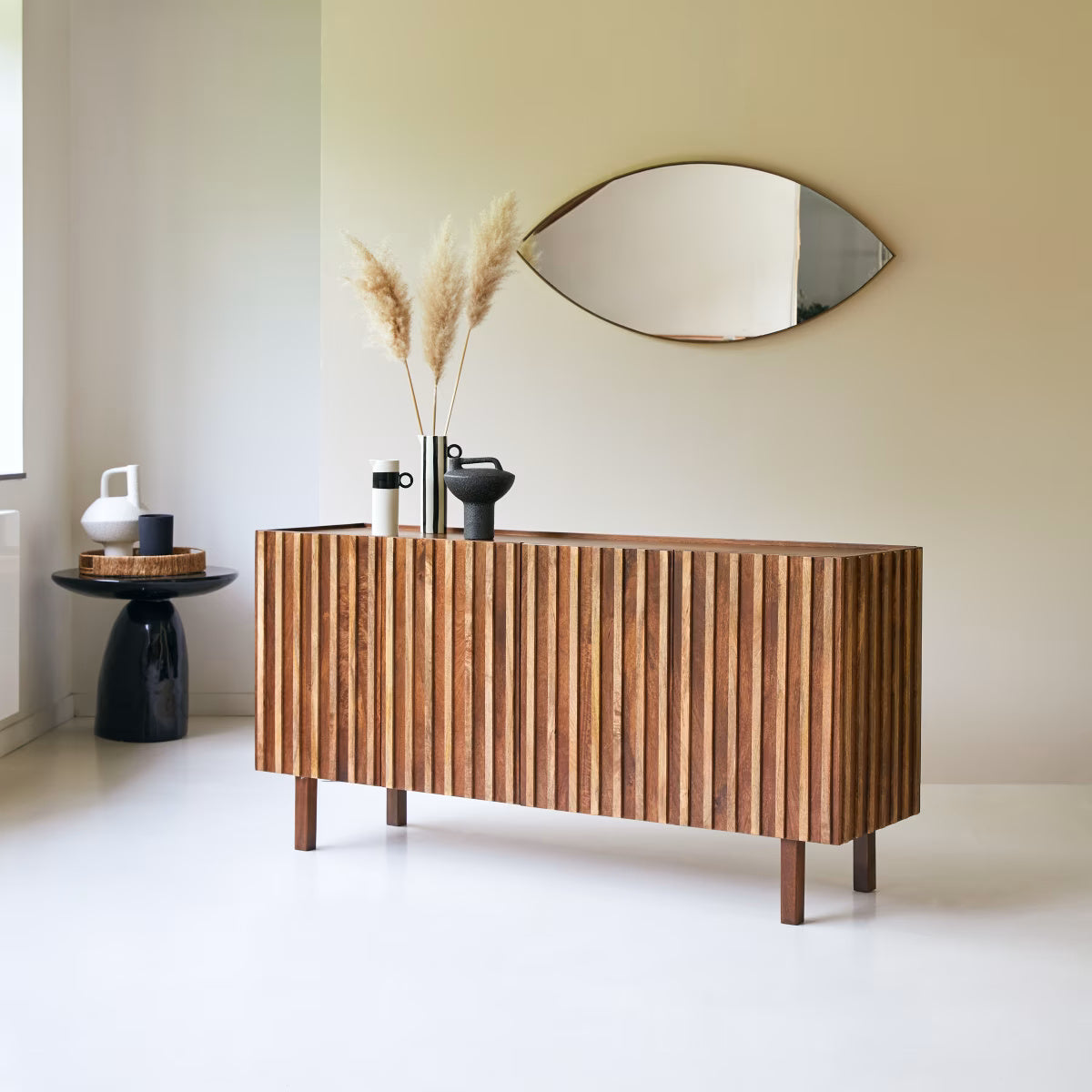 Solid Mango Wooden Sideboard Cabinet Natural Finish