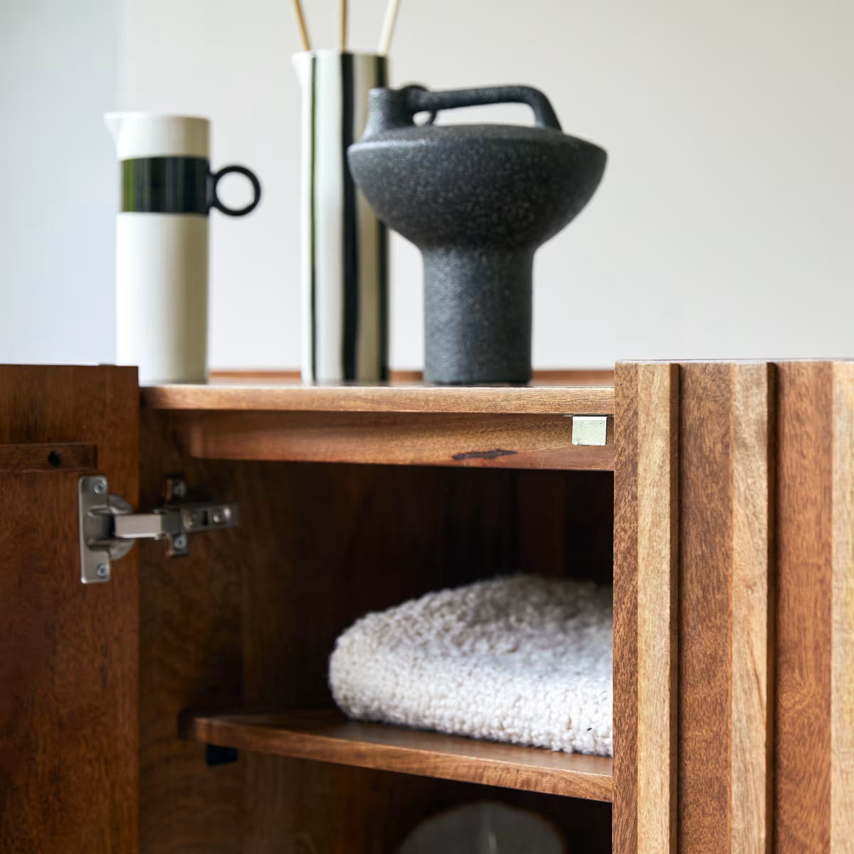 Solid Mango Wooden Sideboard Cabinet Natural Finish