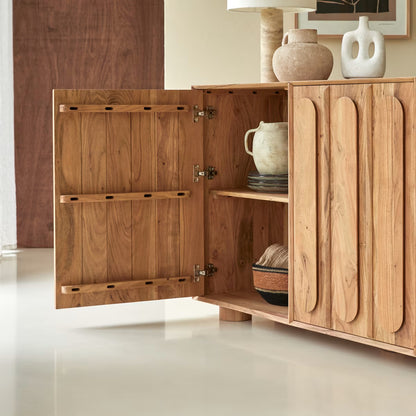 Solid Acacia Wooden Sideboard Cabinet Natural Finish