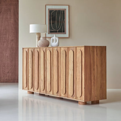 Solid Acacia Wooden Sideboard Cabinet Natural Finish